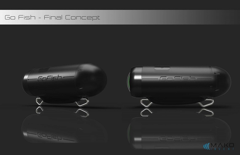 The final concept design for the GoFish Cam, an invention idea that MAKO Design helped realize through multiple stages of prototyping.